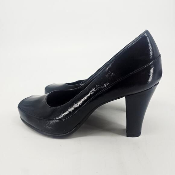 Aerosoles A2 Big Ben Black Pumps High Heel Platform Peep Toe Shoe Size 7.5 - Picture 3 of 9